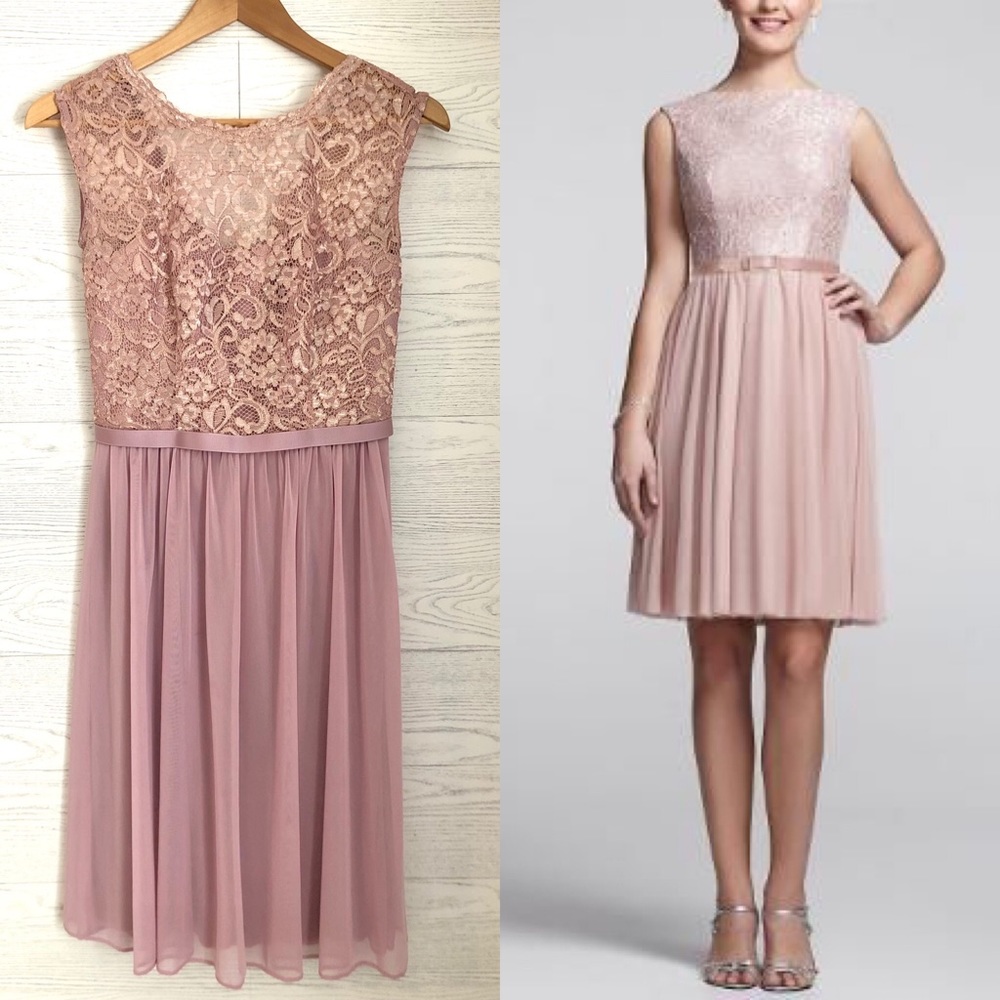 Short Lace and Mesh Dress with Illusion Neckline